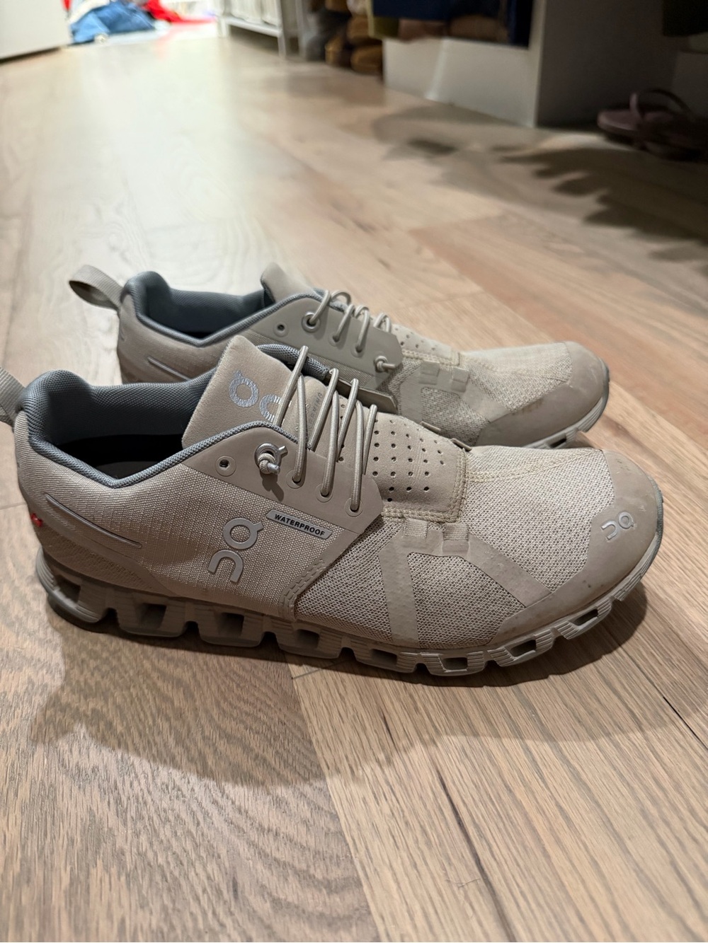On Running Men’s Cloud Waterproof Running Shoes — Beige